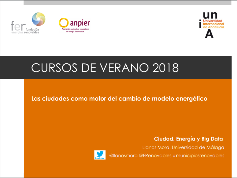 Curso 2018: “Las ciudades como motor del cambio de modelo energético” – Llanos Mora López